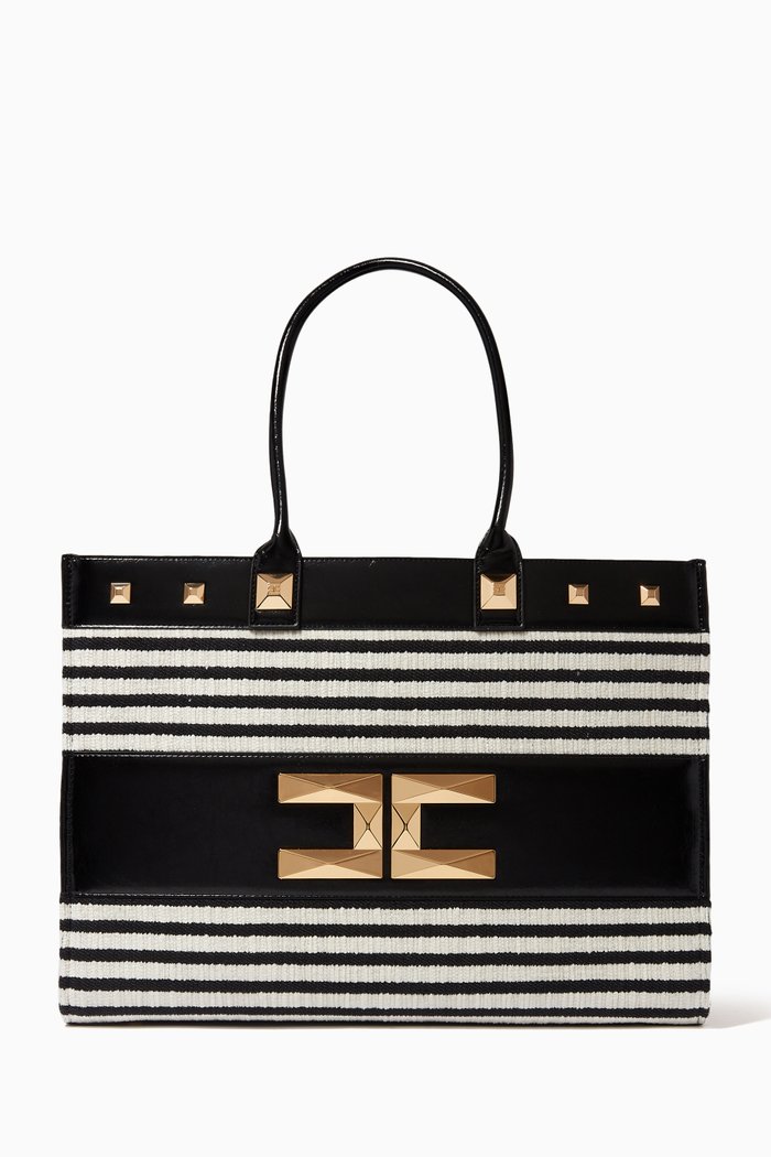 

Large Tote Bag in Striped Chenille, Multicolour
