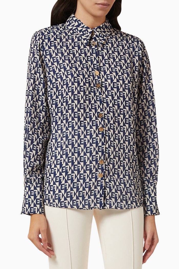 

Diamond-print Shirt in Georgette, Black