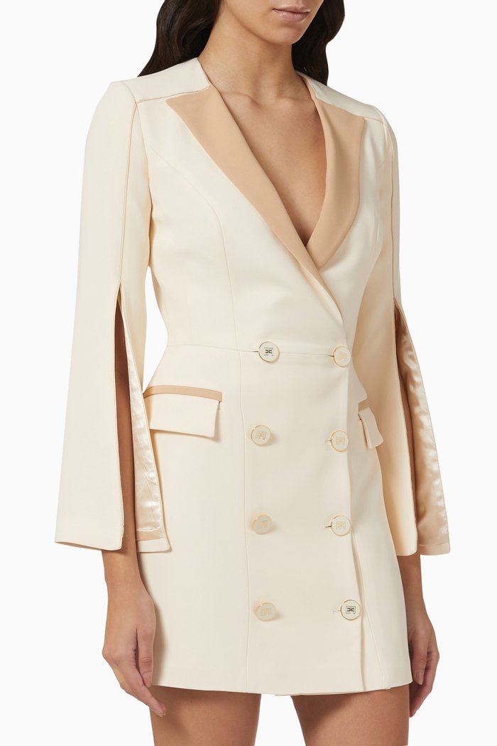 

Contrasting Mini Coat Dress in Viscose-blend, Neutral