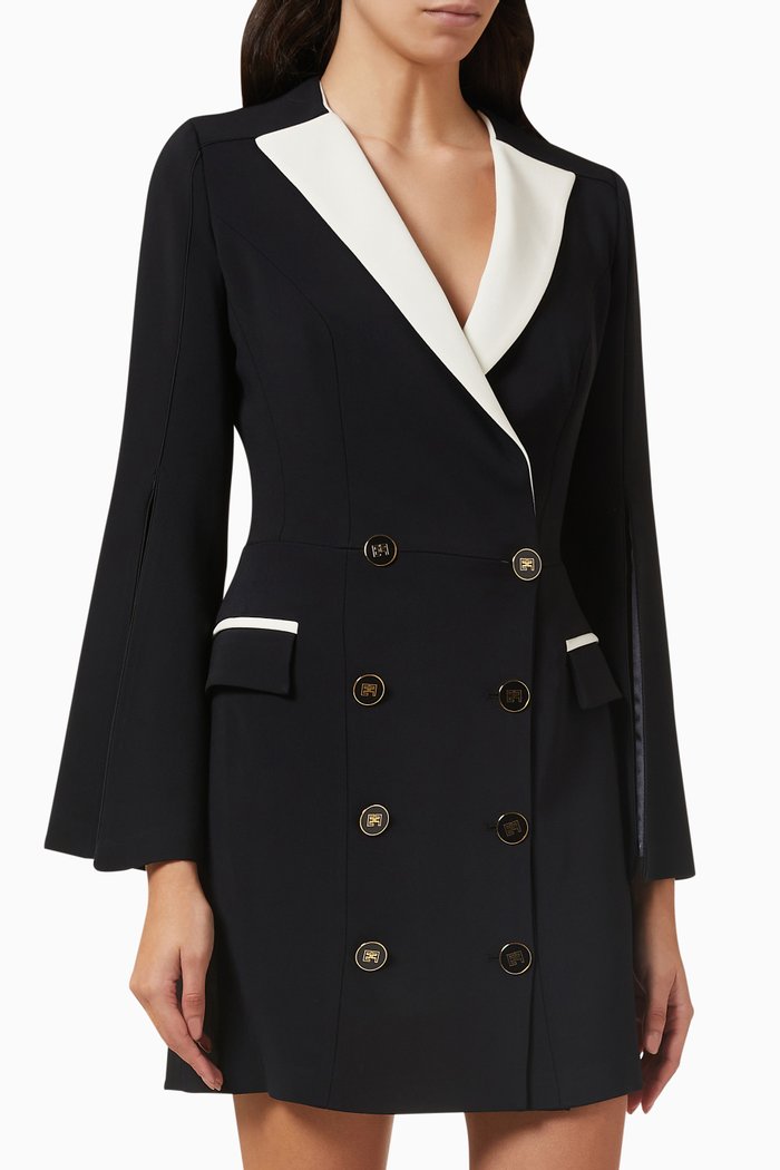 

Contrasting Mini Coat Dress in Viscose-blend, Black