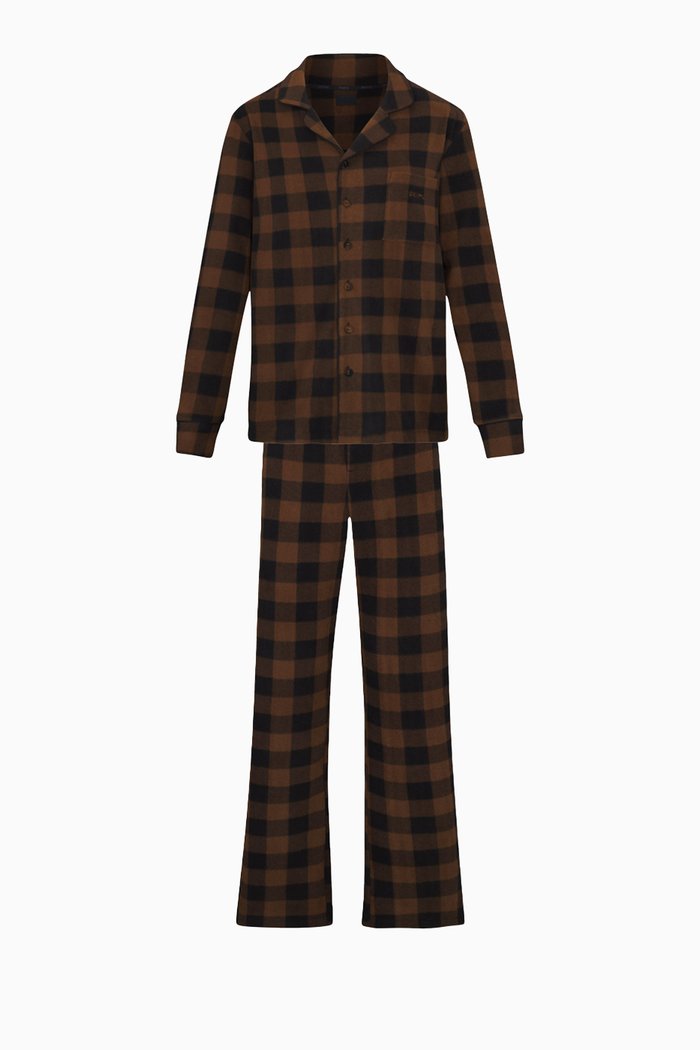 

Fleece Plaid Sleep Set, Brown