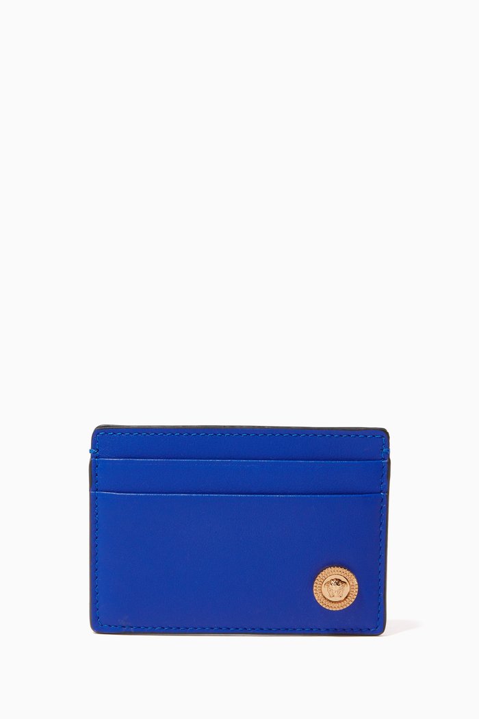 

Medusa Money Clip & Card Holder in Leather, Blue