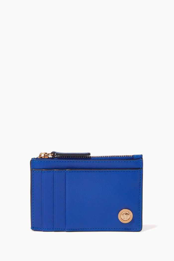 

Medusa Card Holder in Leather, Blue