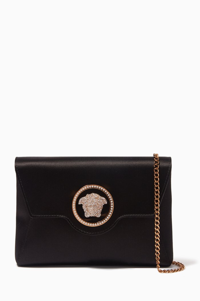 

La Medusa Envelope Clutch in Leather, Black