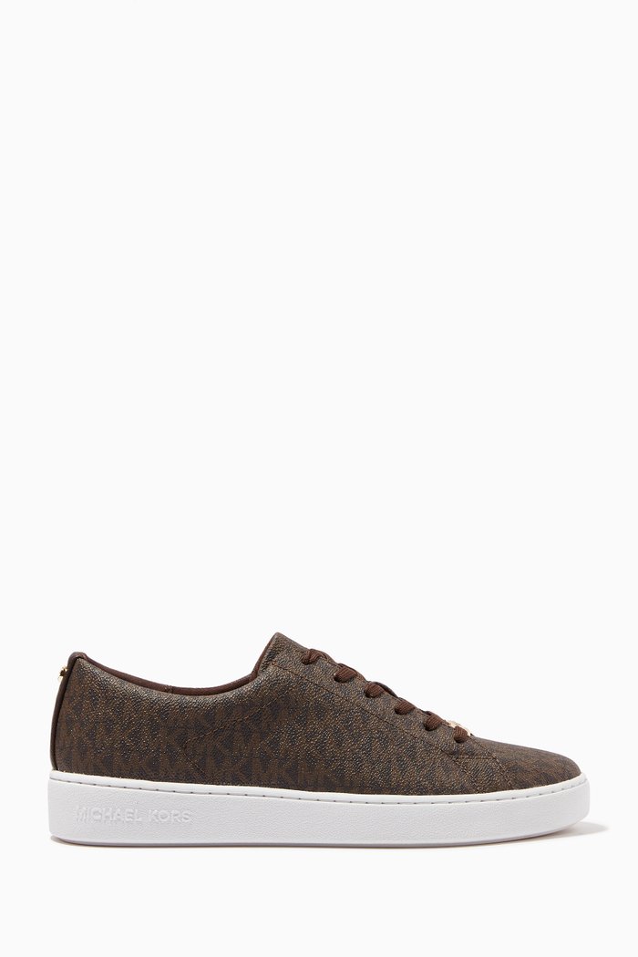 Keaton Logo Sneakers in Canvas, Brown