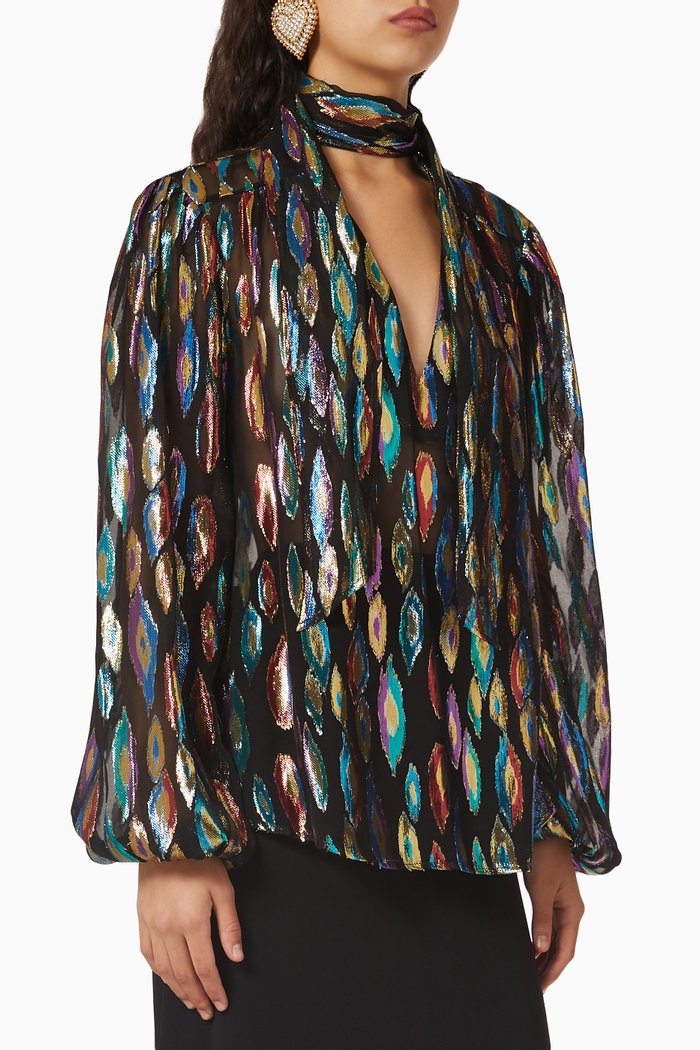 

Moss Necktie Blouse in Silk, Black