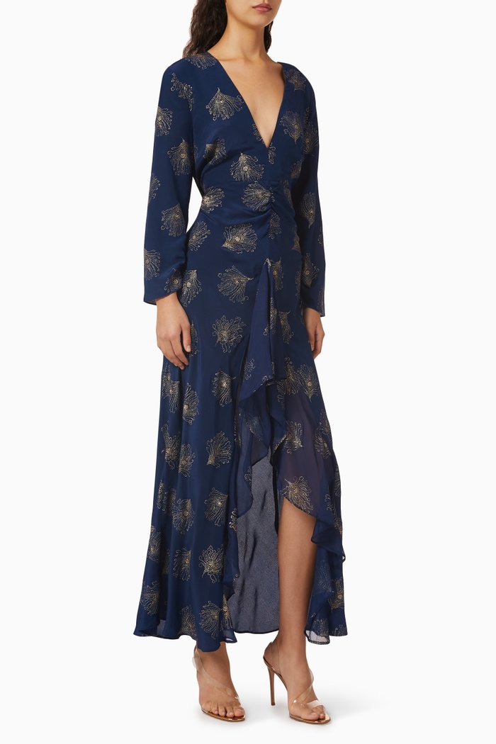 

Rose Maxi Dress in Silk, Blue