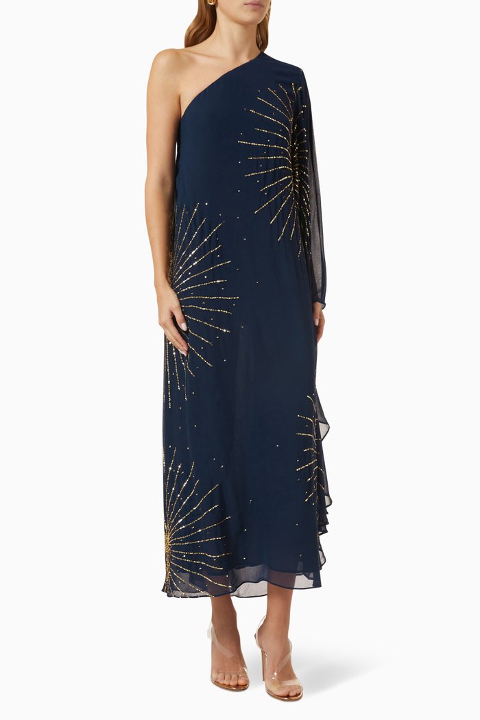 

Liza Sequin Maxi Dress in Viscose-georgette, Blue