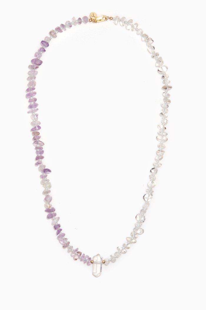 

Point Ametrine & Clear Quartz Healing Necklace, Purple