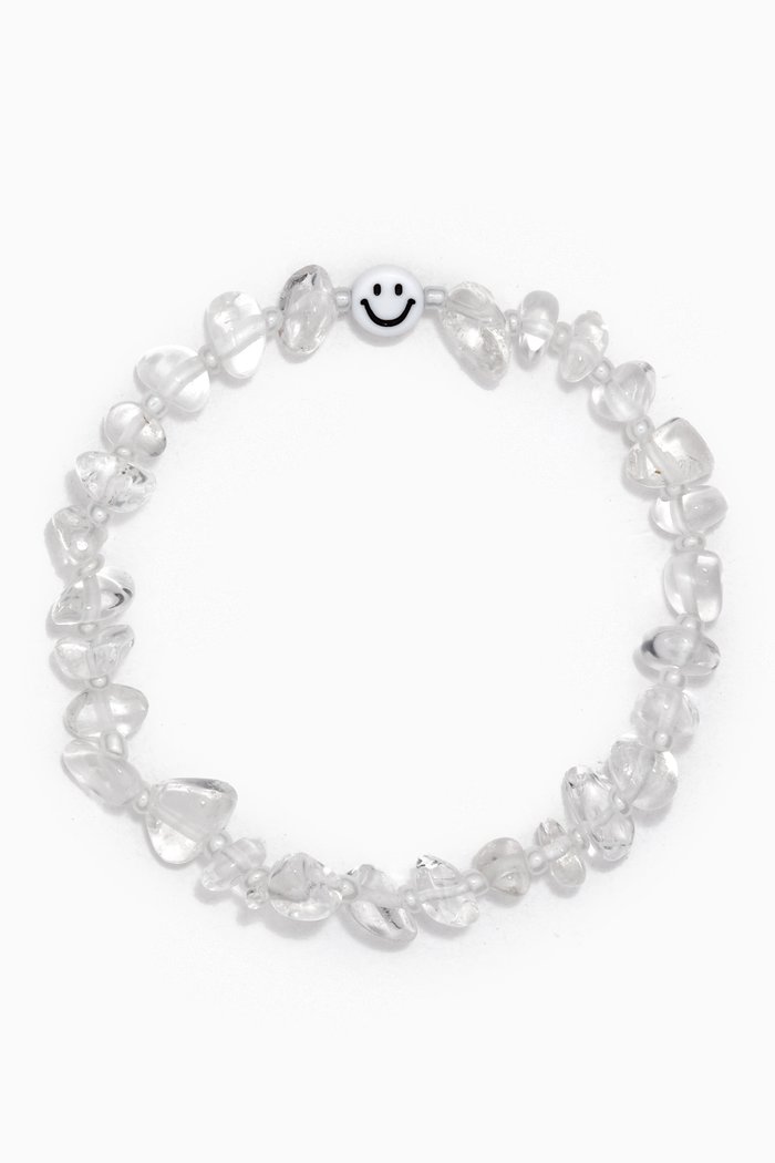

Smiley Guy Clear Quartz Crystal Bracelet, White
