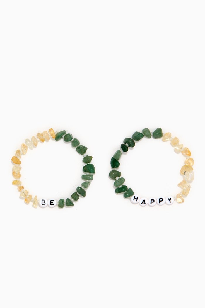 

Be Happy Citrine & Aventurine Bracelet, Set of 2, Multicolour