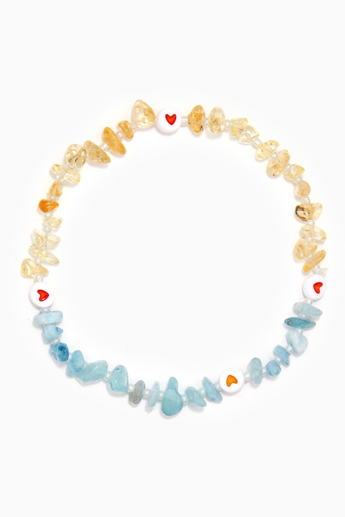 

Love Heart Aquamarine & Citrine Crystal Anklet, Multicolour