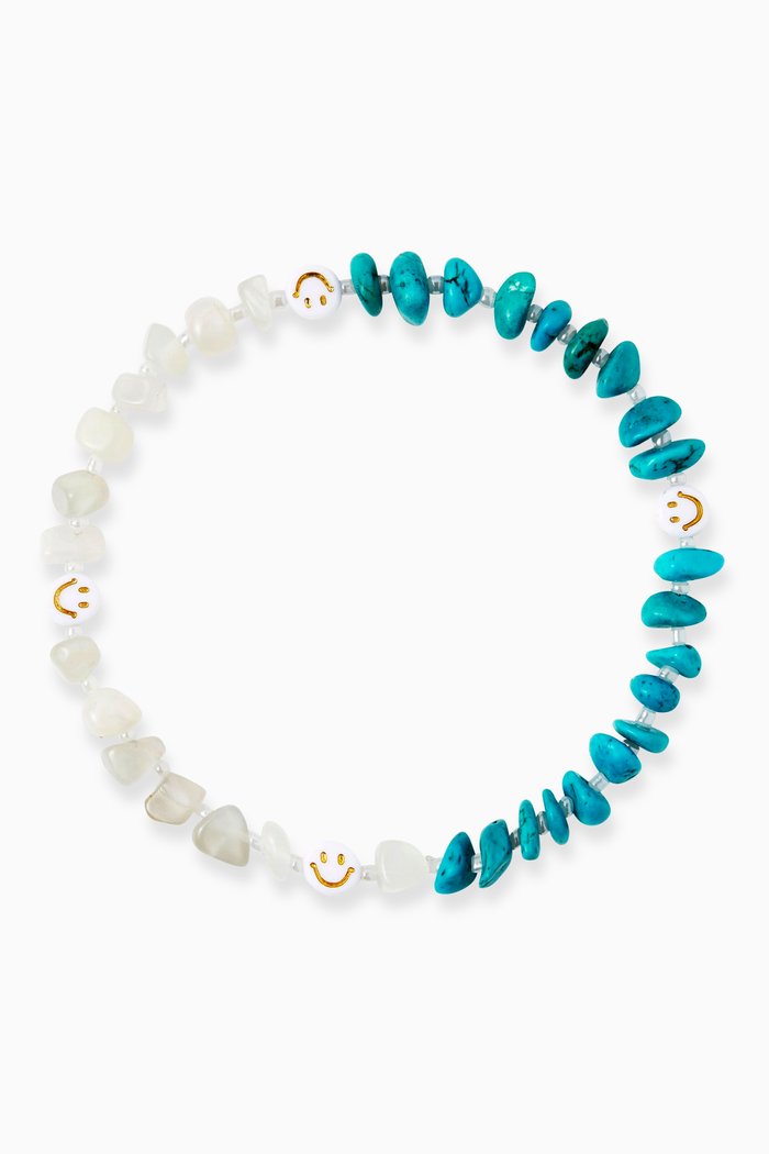 

Smiley Moonstone & Turquoise Crystal Anklet, Blue
