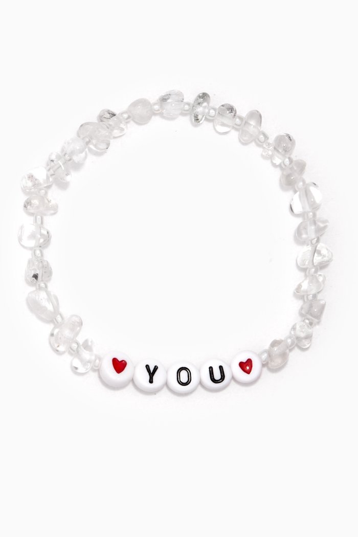 

Heart You Clear Quartz Crystal Healing Bracelet, White