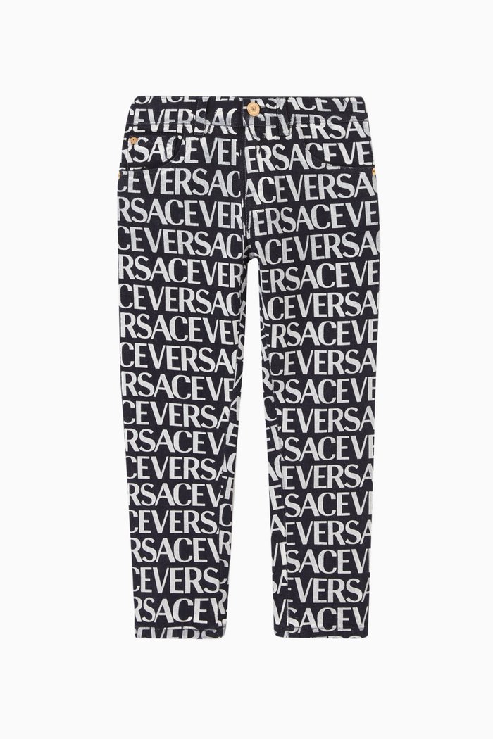 

All-over Logo Denim Jeans in Cotton, Multicolour