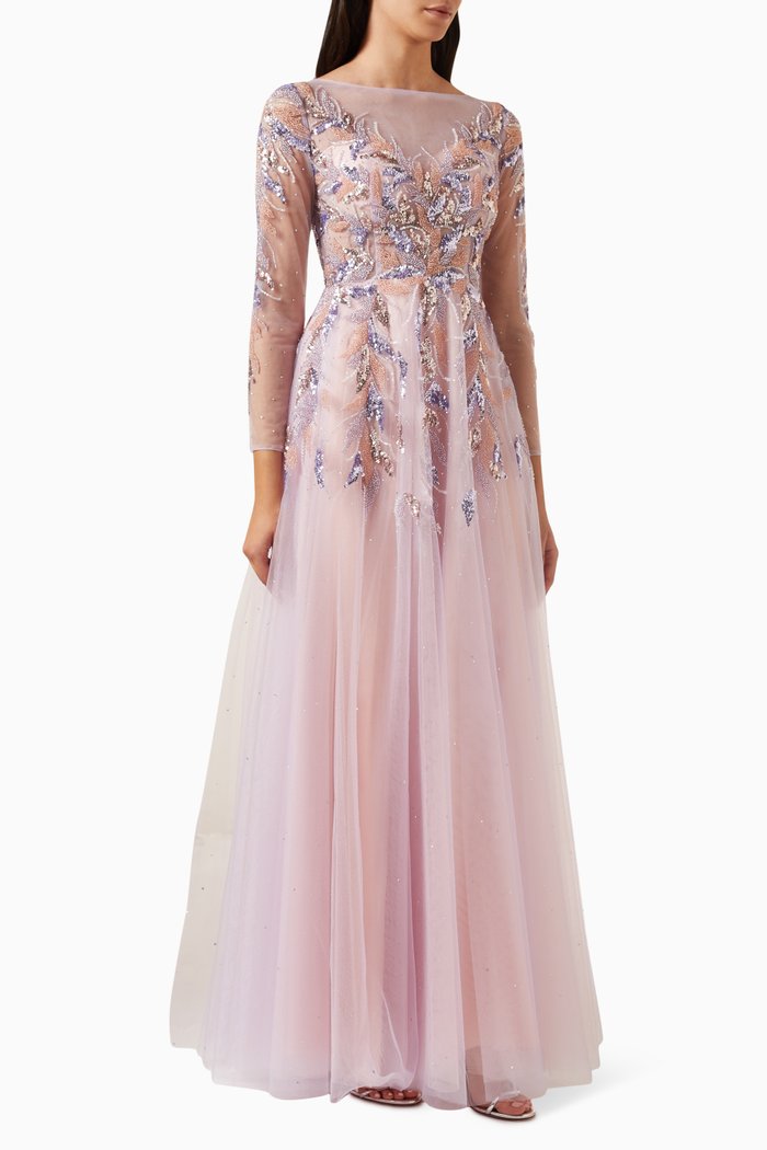 

Crystal Mesh Gown in Tulle, Purple