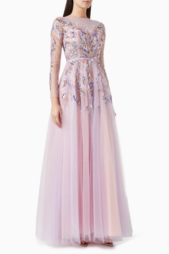 

Crystal Mesh Gown in Tulle, Purple