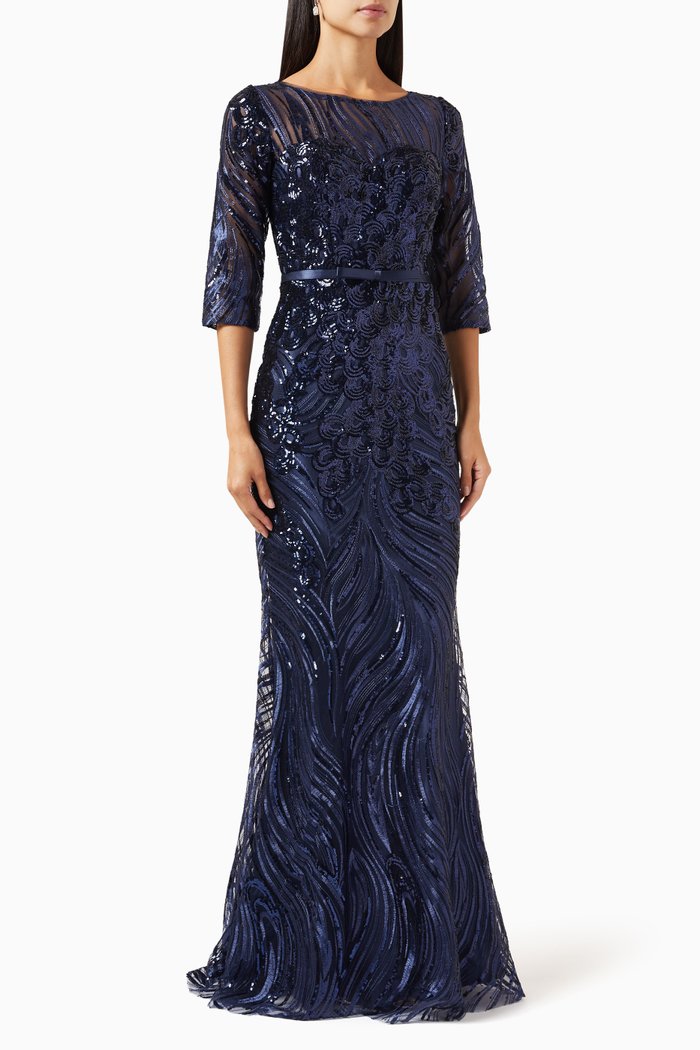 

Sequin-embellished Maxi Dress, Blue