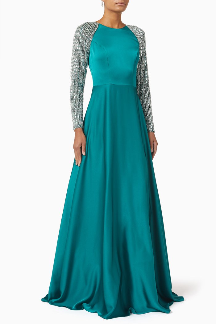 

Crystal-embellished Gown, Green