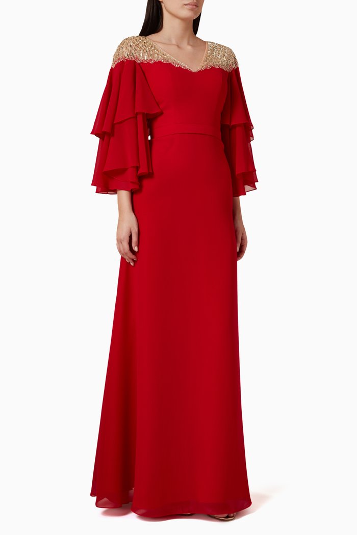 

Sequin-embellished Maxi Dress, Red