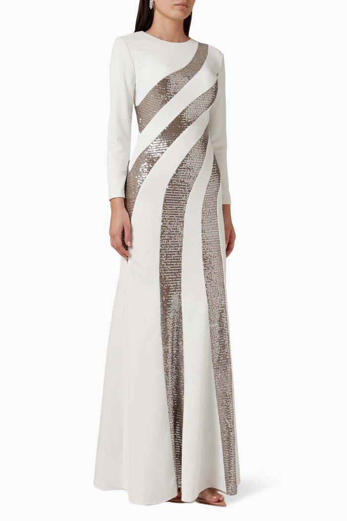 

Sequin-embellished Maxi Dress, White