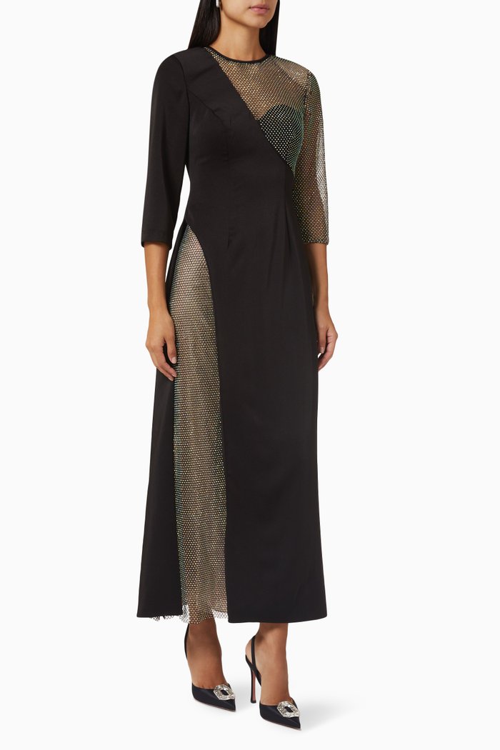 

Chainmail Asymmetric Maxi Dress, Black