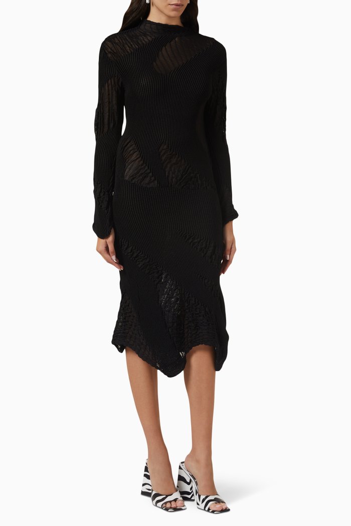 

High-neck Midi Dress, Black