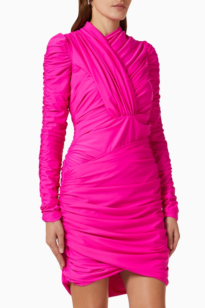 

Ruched Mini Dress in Crepe, Pink