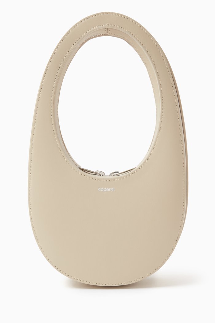 Mini Swipe Bag in Smooth Leather, Neutral