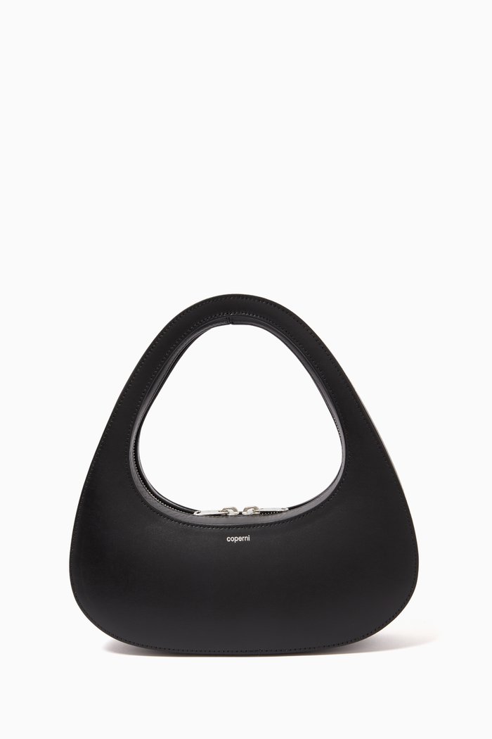 Baguette Swipe Bag in Leather, Black