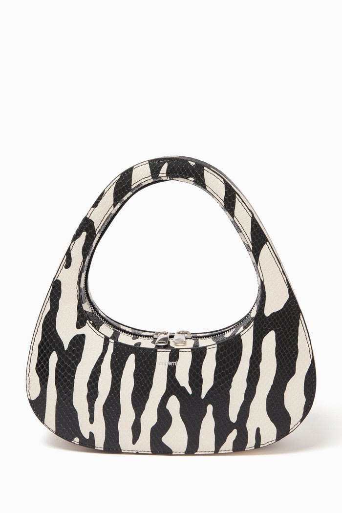 

Baguette Zebra Swipe Bag in Lizard-embossed Leather, Black