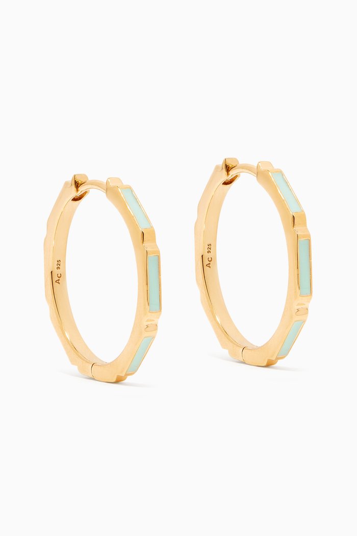 Aubar Enamel Hoop Earrings in 18kt Gold Vermeil, Yellow