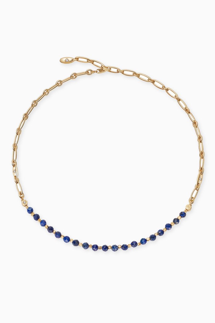 

Orbit & Biography Lapis Lazuli Star Set Necklace in 18kt Gold Vermeil, Yellow