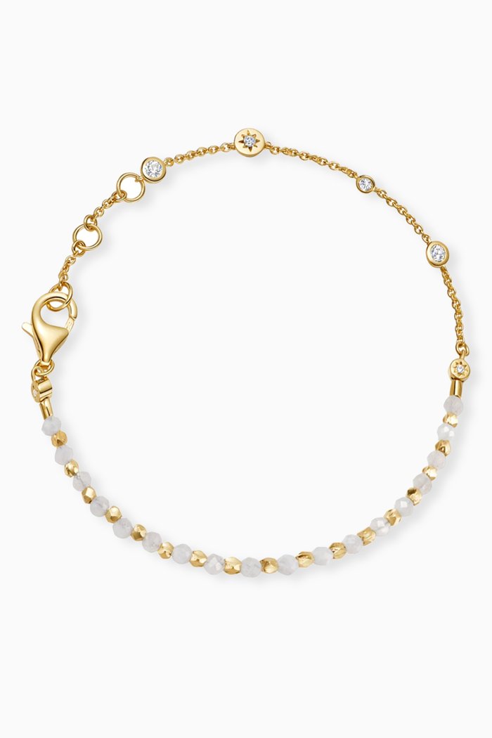

North Star & Mini Biography Moonstone Bracelet in 18kt Gold Vermeil, Yellow