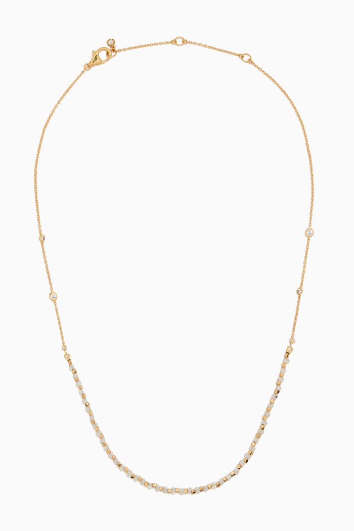 

North Star & Mini Biography Rainbow Moonstone Necklace in 18kt Gold Vermeil, Yellow