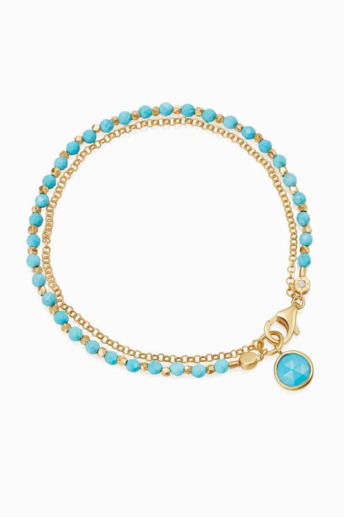 

Turquoise Biography Bracelet in 18kt Gold Vermeil, Yellow