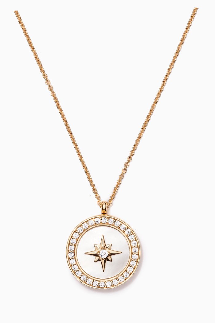 

Large Polaris Mother-of-Pearl Locket Necklace in 18kt Gold Vermeil, Yellow