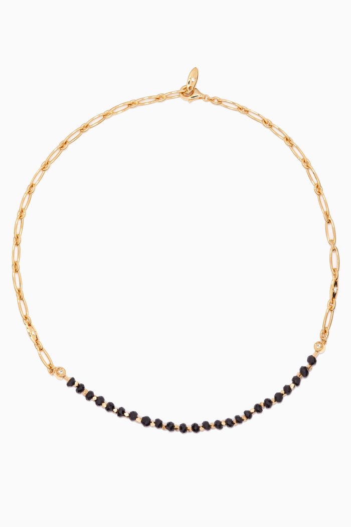 

Orbit & Biography Black Spinel Star Set Necklace in 18kt Gold Vermeil, Yellow