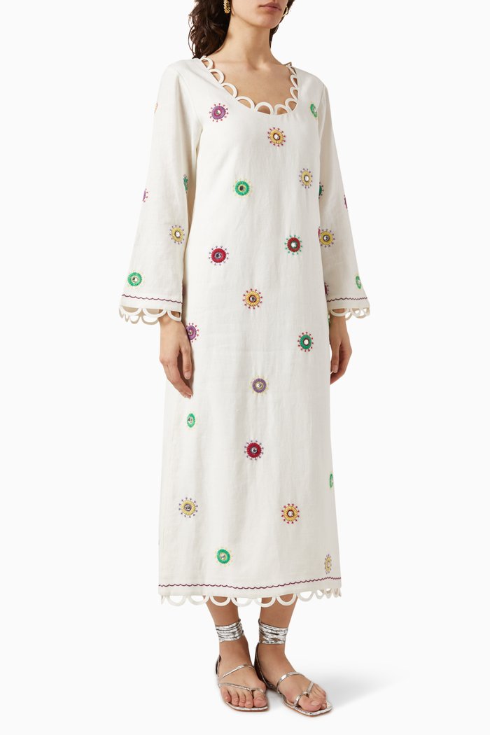 Sabey Dress in Linen, White