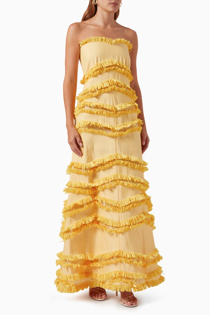 

Reeve Tiered Maxi Dress in Cotton-blend, Yellow