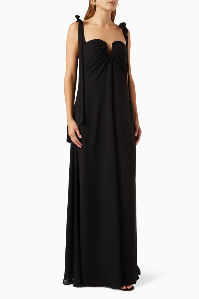 Dali Maxi Dress in Chiffon, Black