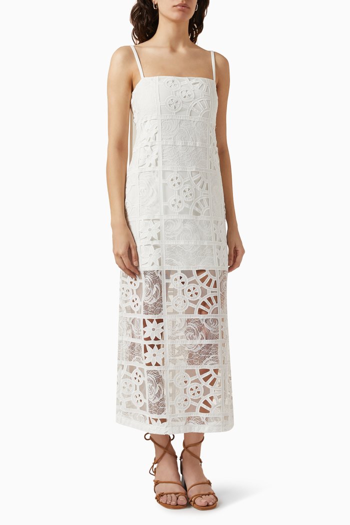 

Bronze Dress in Lace, White