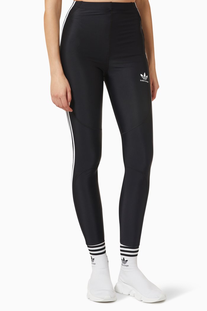 x Adidas Athletic Leggings in Stretch Nylon, Black