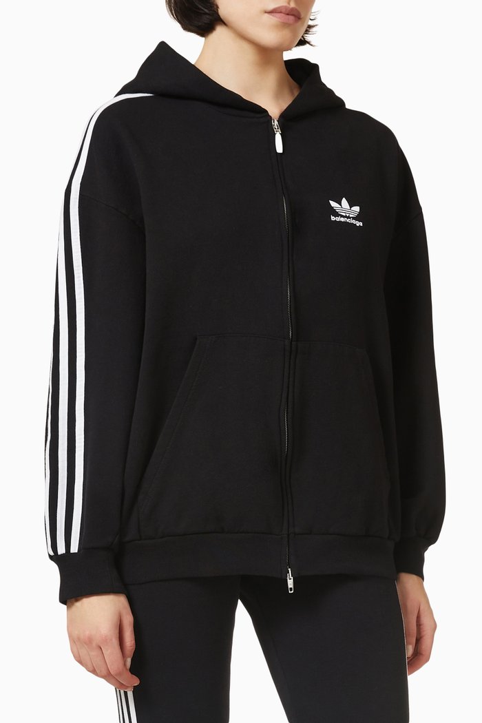 

x Adidas Small Fit Zip Hoodie in Cotton Terry, Black
