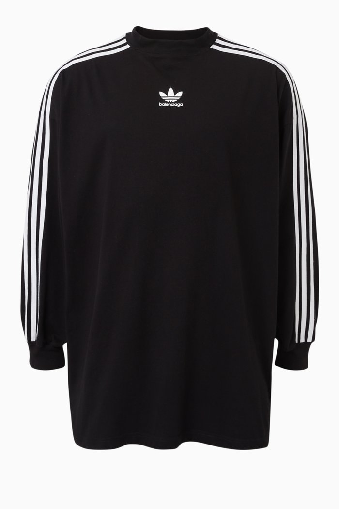 

x Adidas Oversized Long-sleeve T-shirt in Cotton Jersey, Black