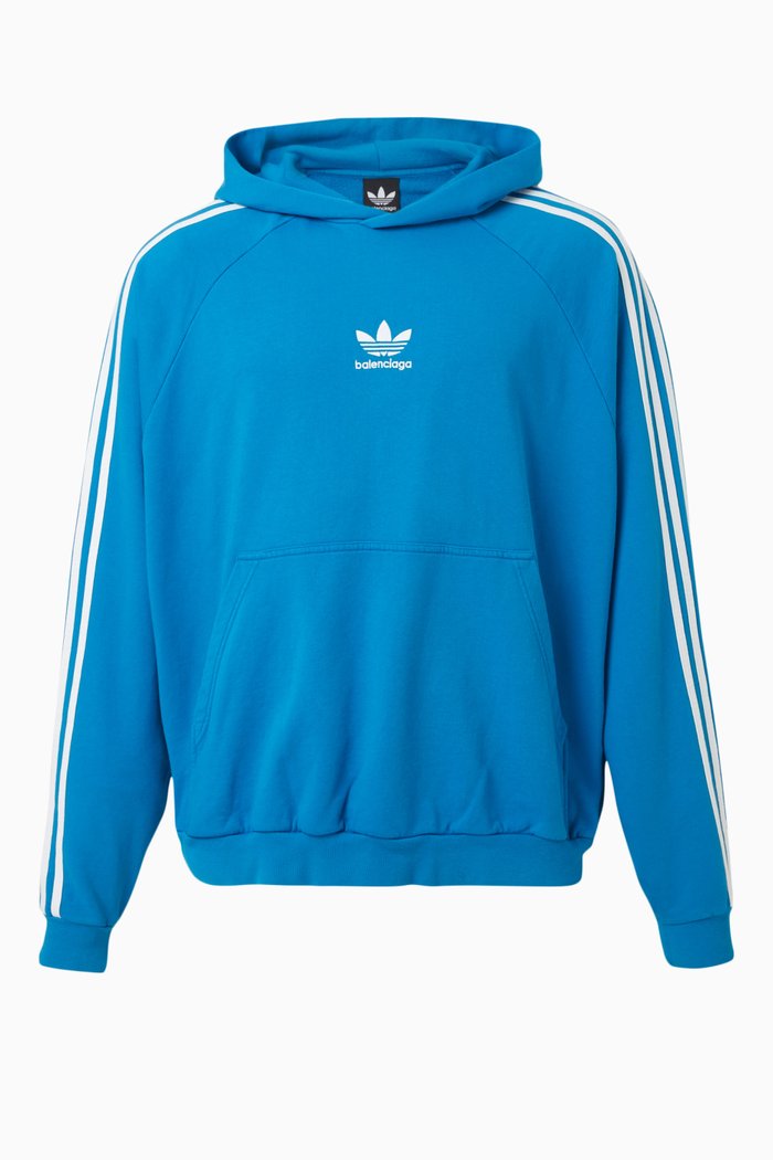 x Adidas Large Fit Hoodie in Cotton Terry, Blue