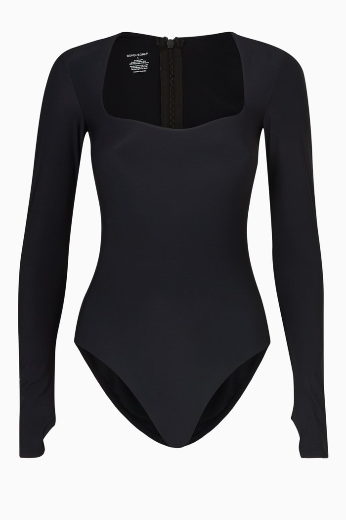 Bailey Bodysuit in Sculpteur® Fabric, Black