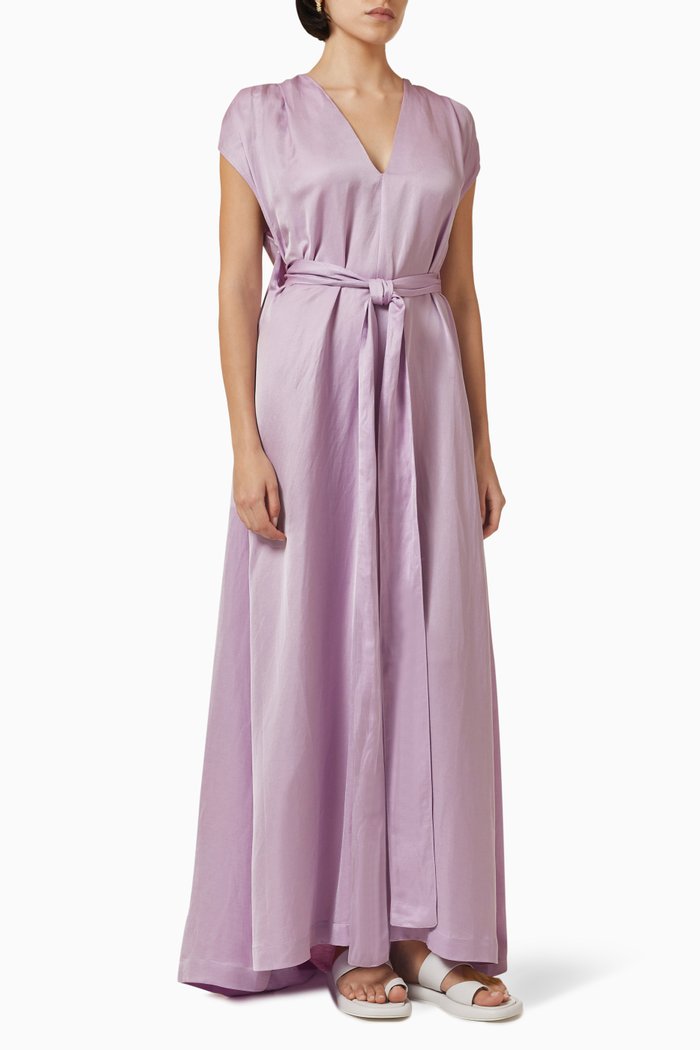 

Saint Moritz Maxi Dress in Organic Linen-blend, Purple