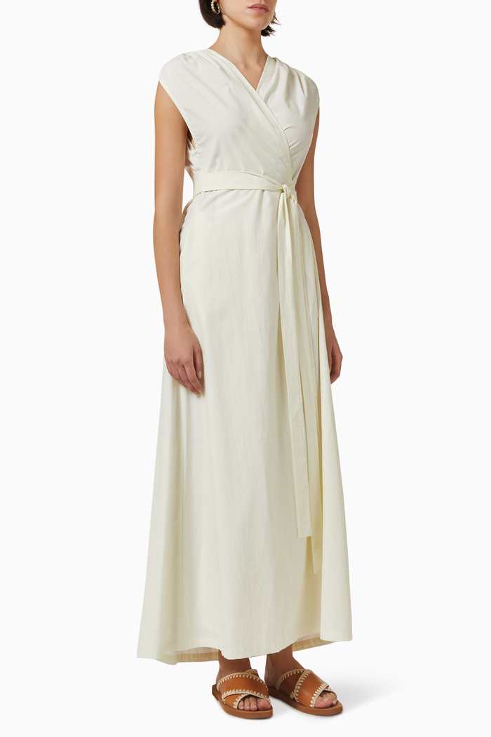 

Valencia Maxi Wrap Dress in Cotton, White