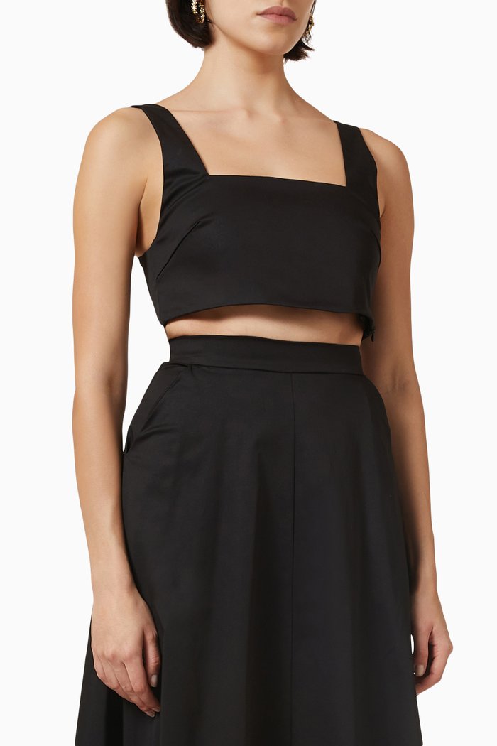 

Cayman Crop Top in Stretch Cotton, Black